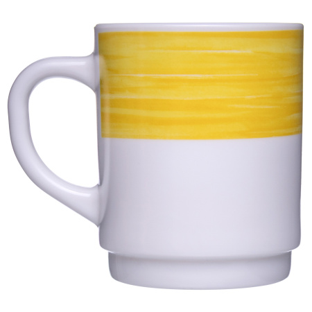 Кружка 250 мл. d=70 мм. h=88 мм. желтый край штабелир. Браш /1/6/36/