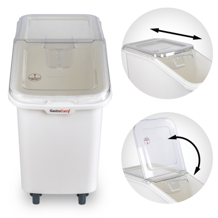 Контейнер для сыпучих продуктов  62 л 340*720*580 мм. (-40°C /+70°C) п/п на колесах, с совком, белый GP /1/4/