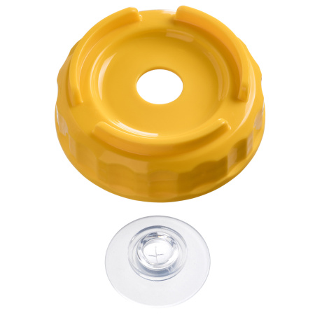 Емкость для соуса  500 мл. d=70 мм. h=166 мм. с 2 крышками, с силик. носик. широкая прозрачная, крышки желтые GP /1/96/ ВДОХНОВЕНИЕ