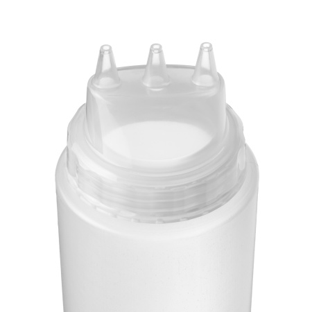 Емкость для соуса 1000 мл. d=75 мм. h=290 мм. 3 носика, широкая прозрачная GP /1/96/