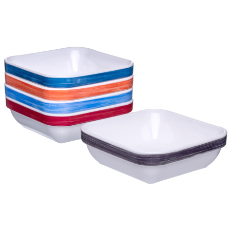 Салатник квадр. 110*110 мм. 200 мл. h=37 мм. голубой край штабелир. Браш /1/6/24/ АКЦИЯ