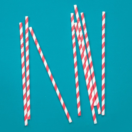 Трубочки кокт. 0,6*23 см. 25 шт/уп. бумажные, с изгибом, белые с красной полосой /1/40/ АКЦИЯ