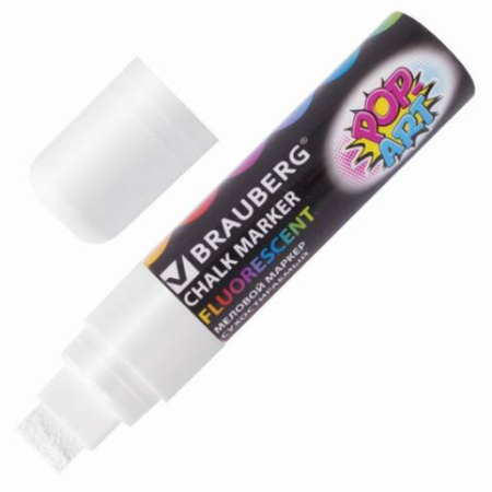 Маркер меловой Brauberg линия 15 мм. белый, сухостираемый /1/ АКЦИЯ