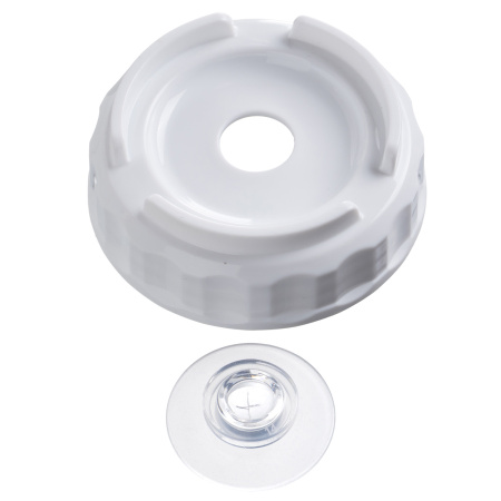 Емкость для соуса 1000 мл. d=75 мм. h=257 мм. c 2 крышками, с силик. носик. широкая прозрачная, крышки белые GP /1/96/ ВДОХНОВЕНИЕ